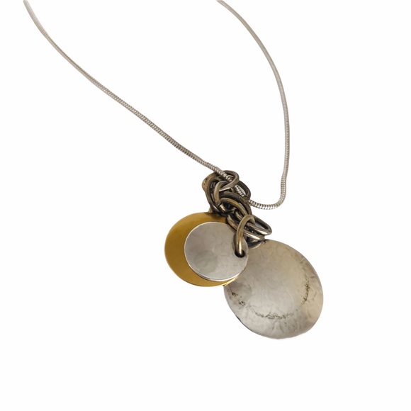 Vintage Marjorie Baer Two Tone Pendant Necklace - Picture 9 of 10